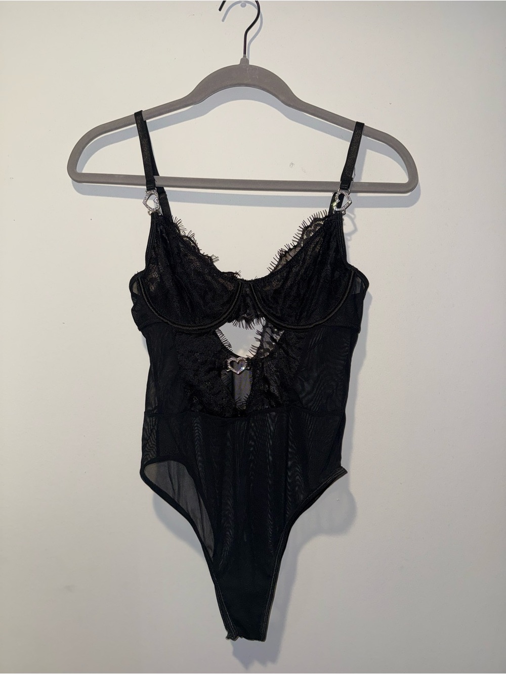 Black Lace Cutout Bodysuit Chemise